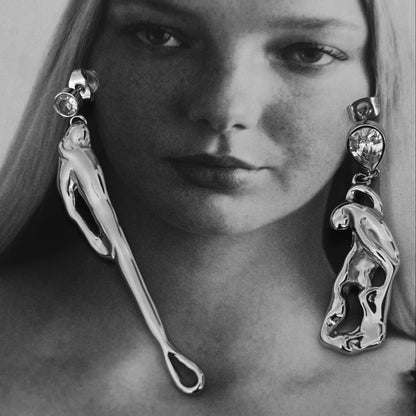 עגילים א-סימטריים סטנסטיל לא משחיר