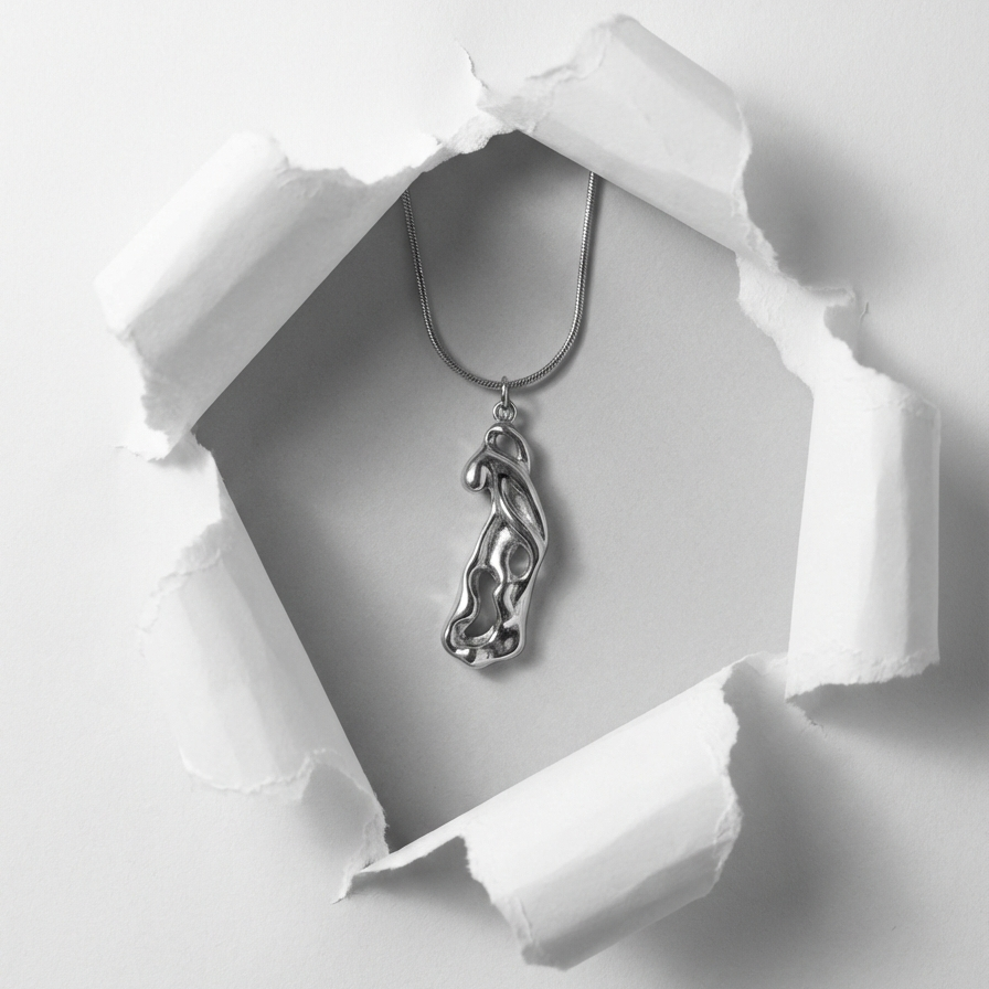 שרשרת אלי עם תליון בעיצוב נוזלי אורגני