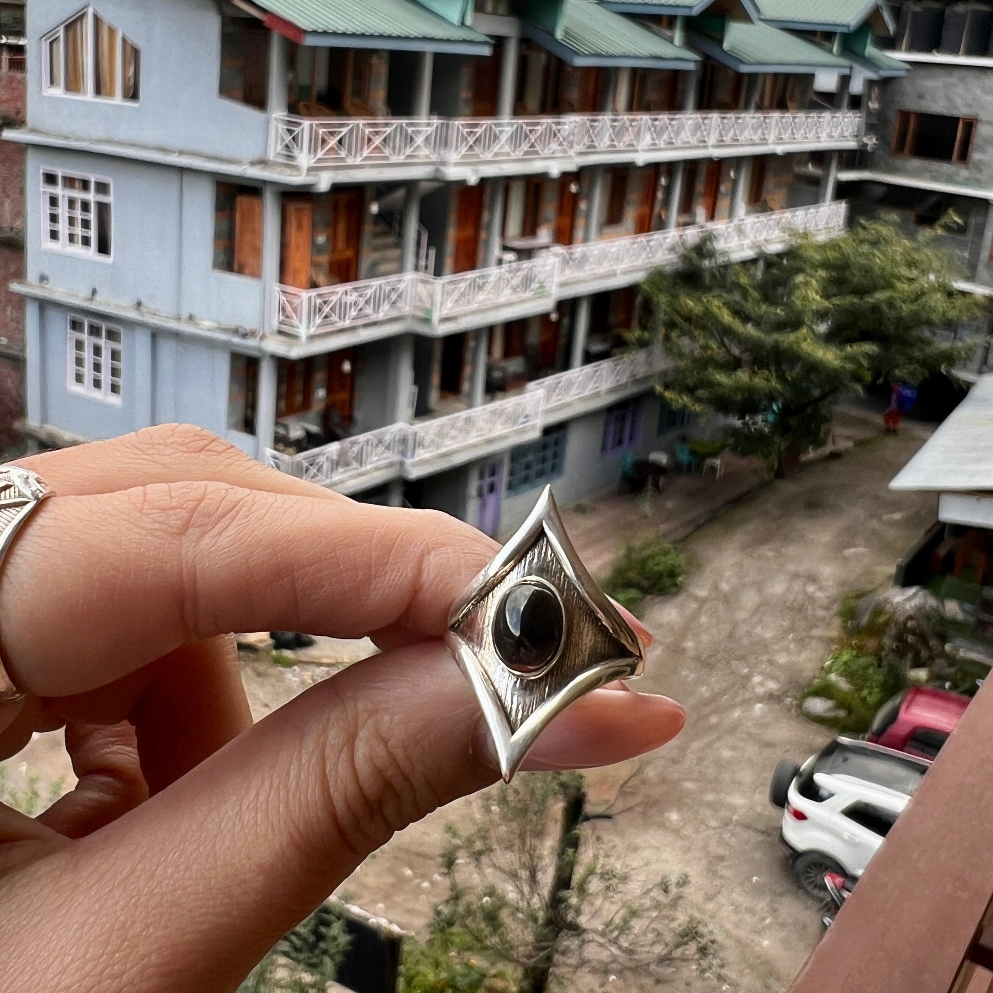 טבעת אוניקס מכסף 925 – תקריב האבן