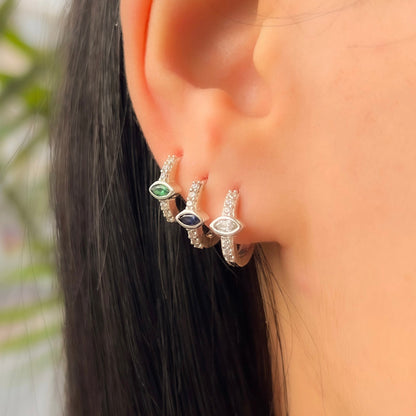 עגילי כסף שיבוצים צבעוניים 