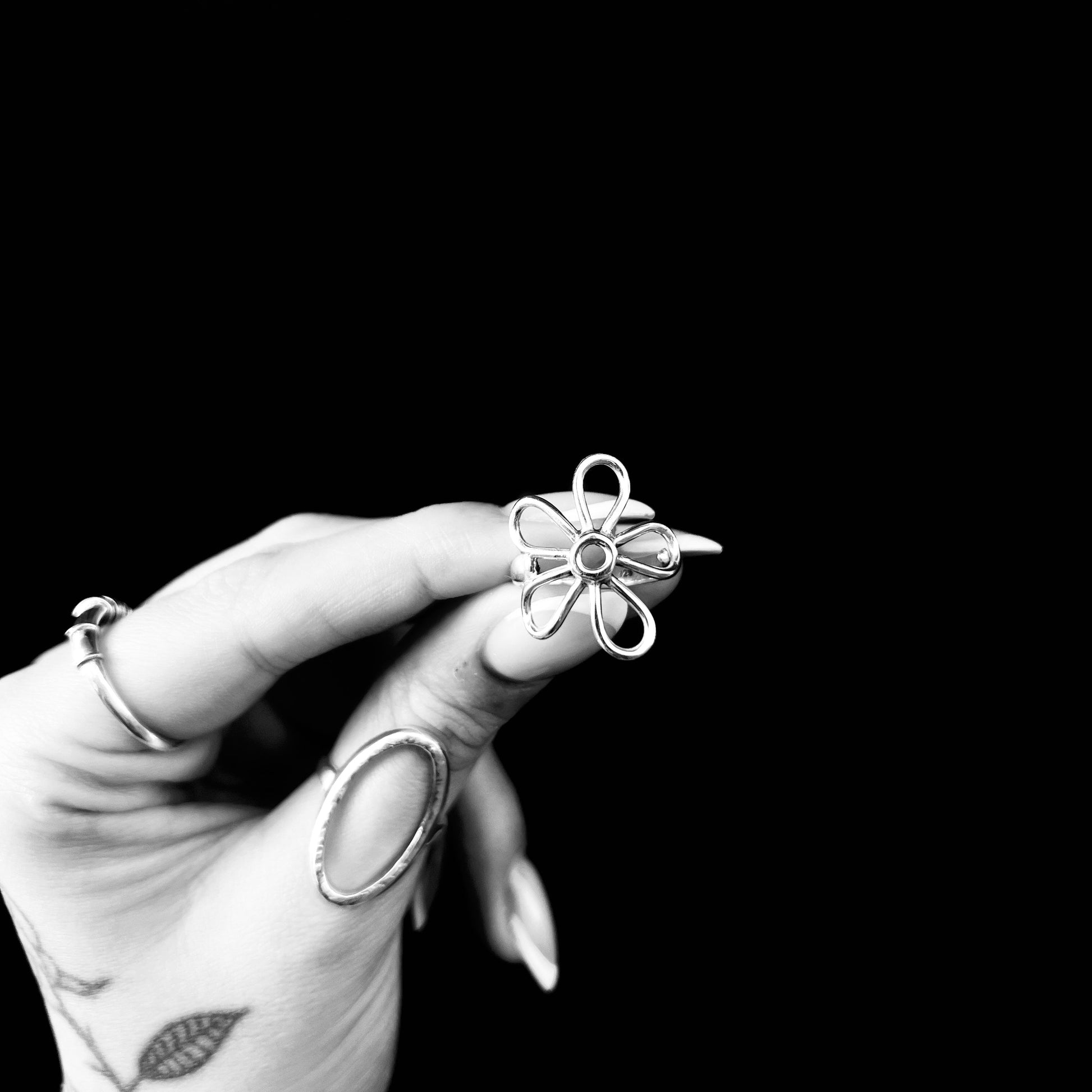 טבעת כסף - פרח