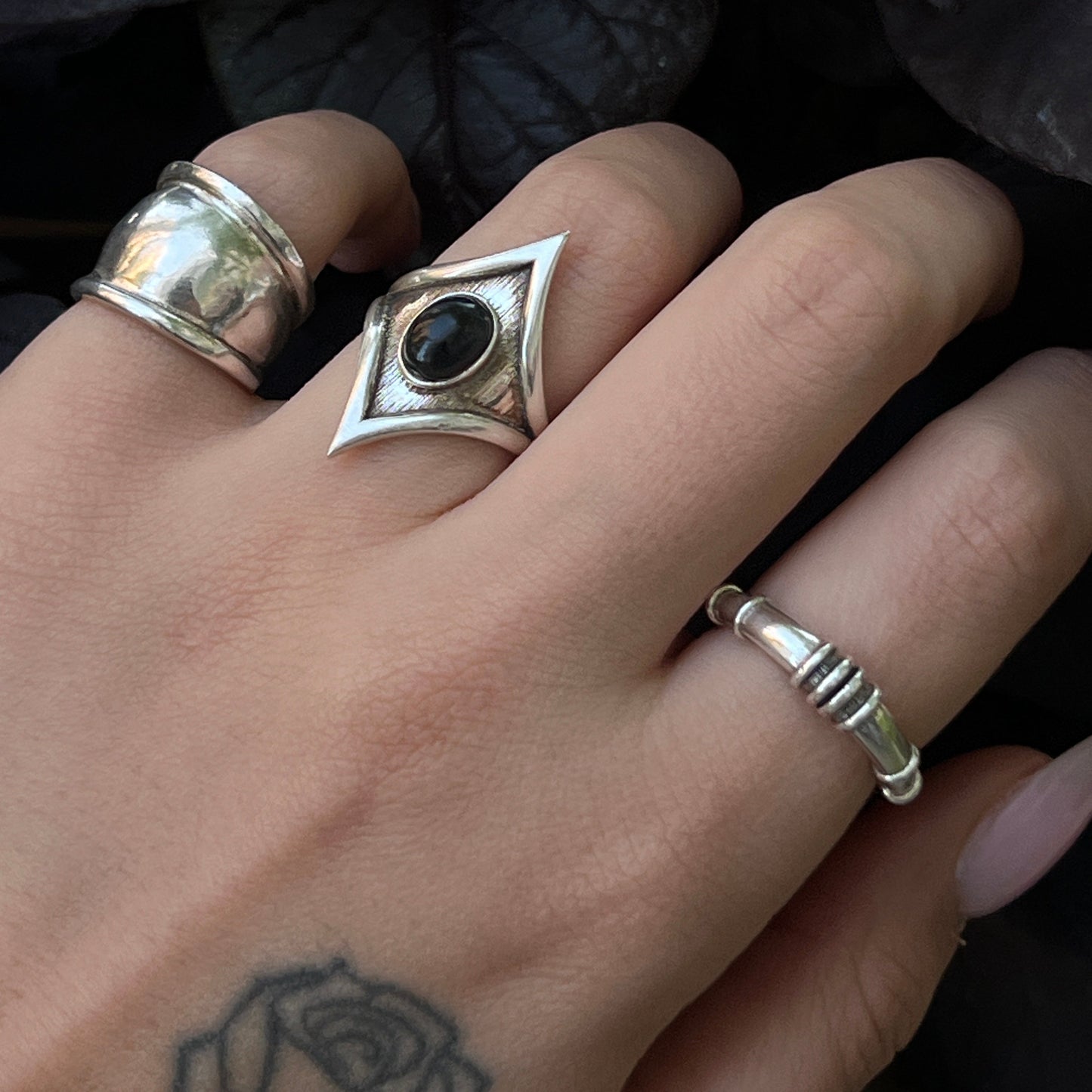 טבעת אבן אוניקס כסף 925