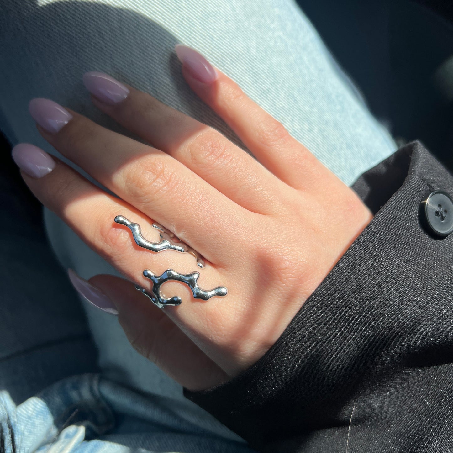 טבעת כסף מודרנית פרי סייז